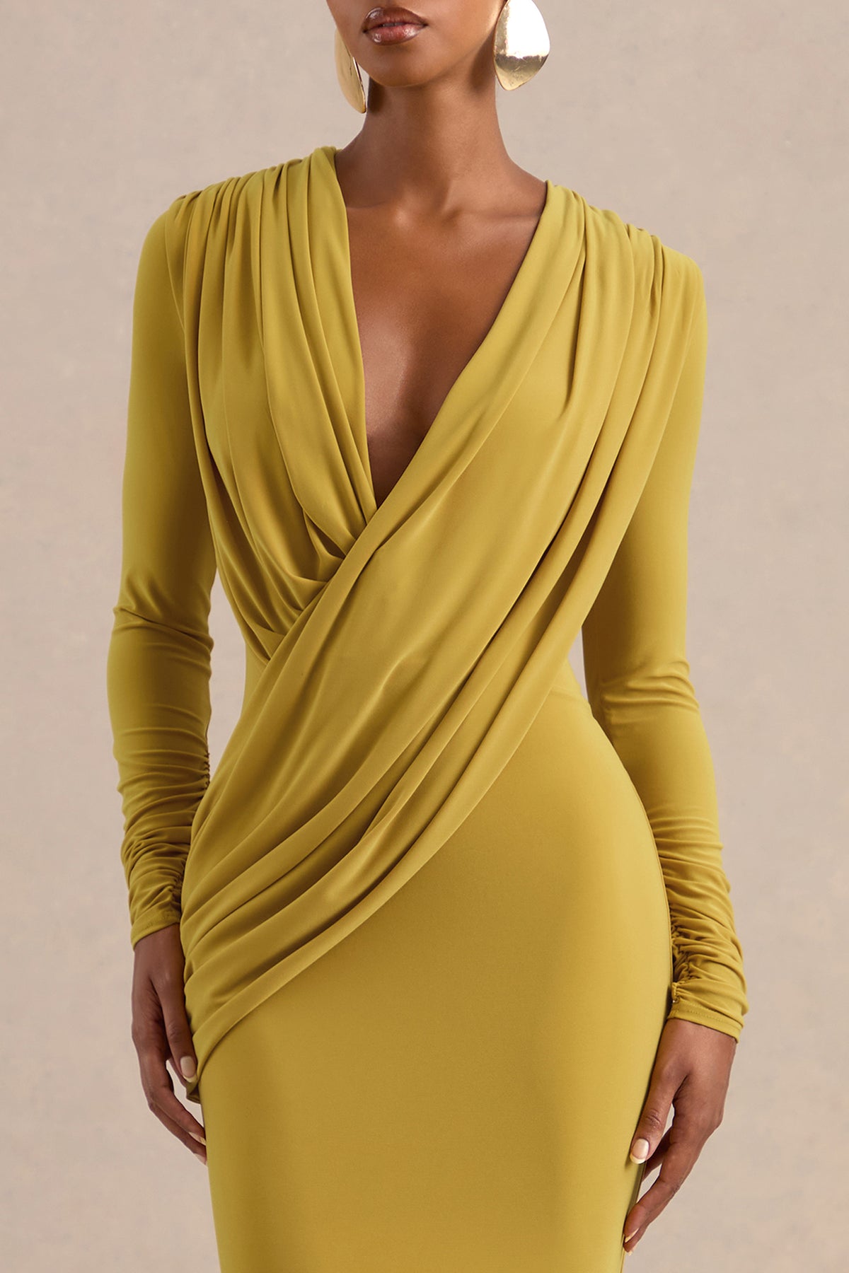 ECM_HR_CL138709122 - Azmina Mustard V-Neck Maxi Dress With Draped Detailing0.jpg