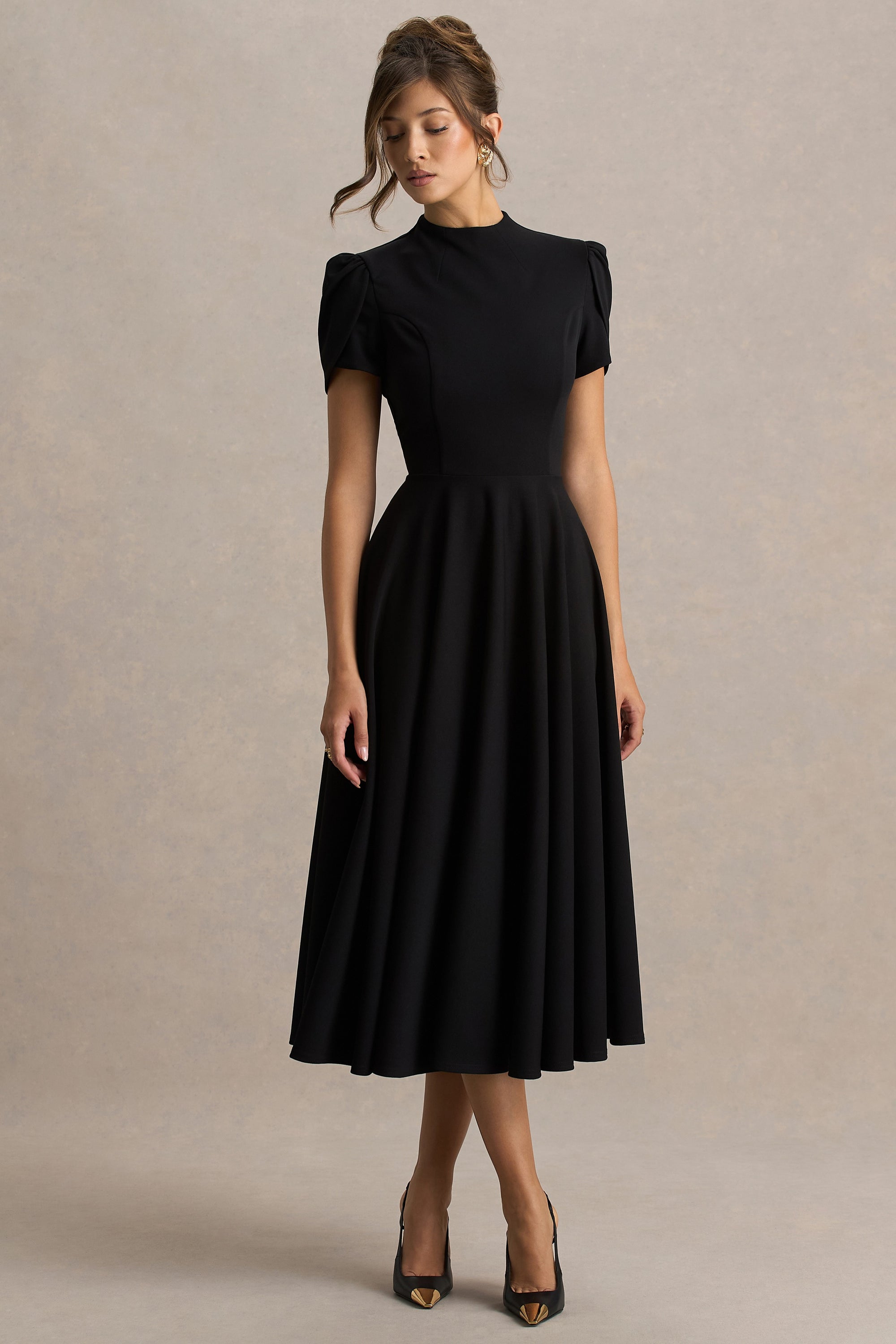 HR_CL138715001 - Vicky Black High Neck Midi Dress With Puff Sleeves05H.jpg
