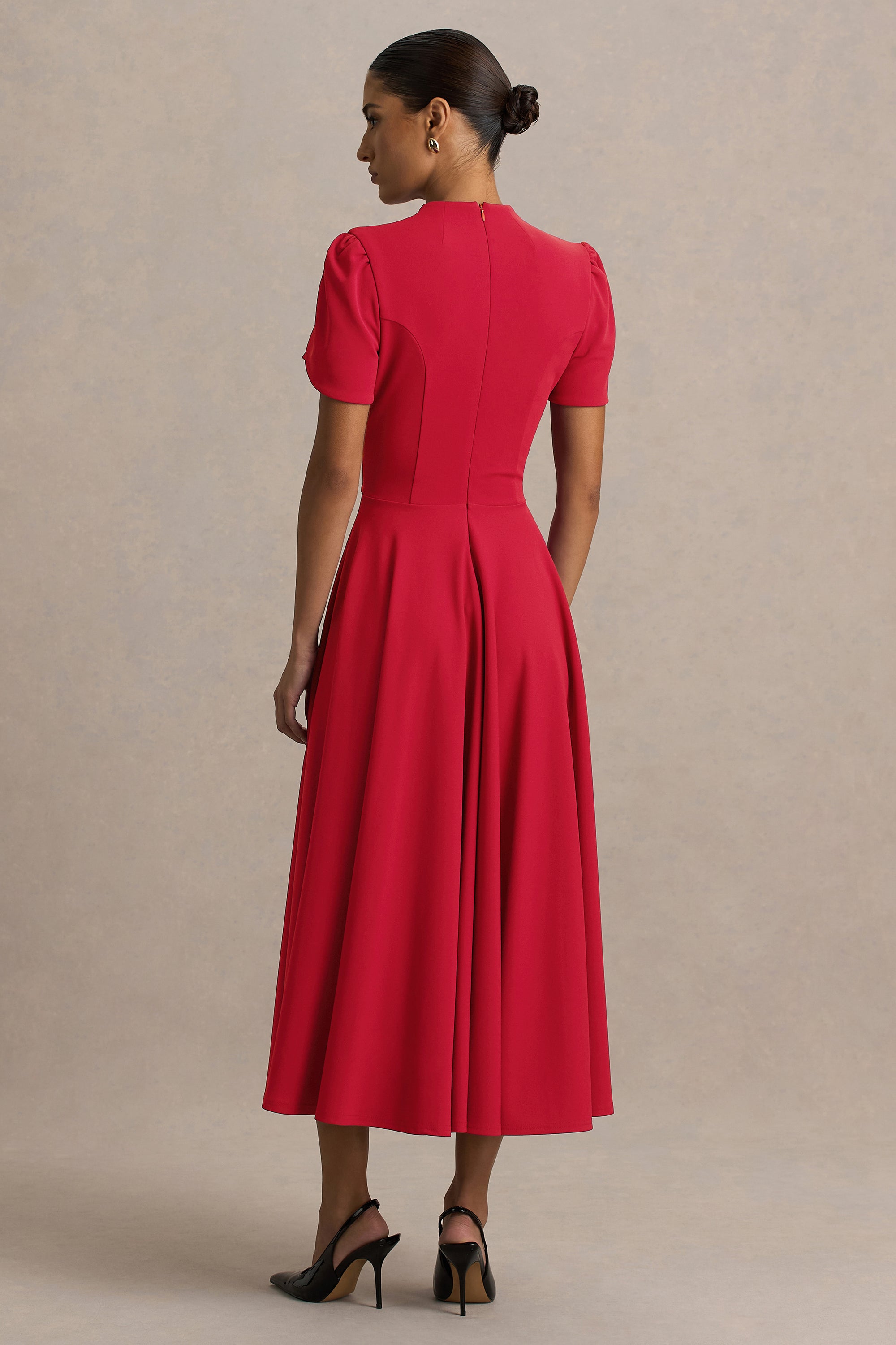 ECM_HR_CL136396100 - Vicky | Red High Neck Midi Dress With Puff Sleeves02.jpg