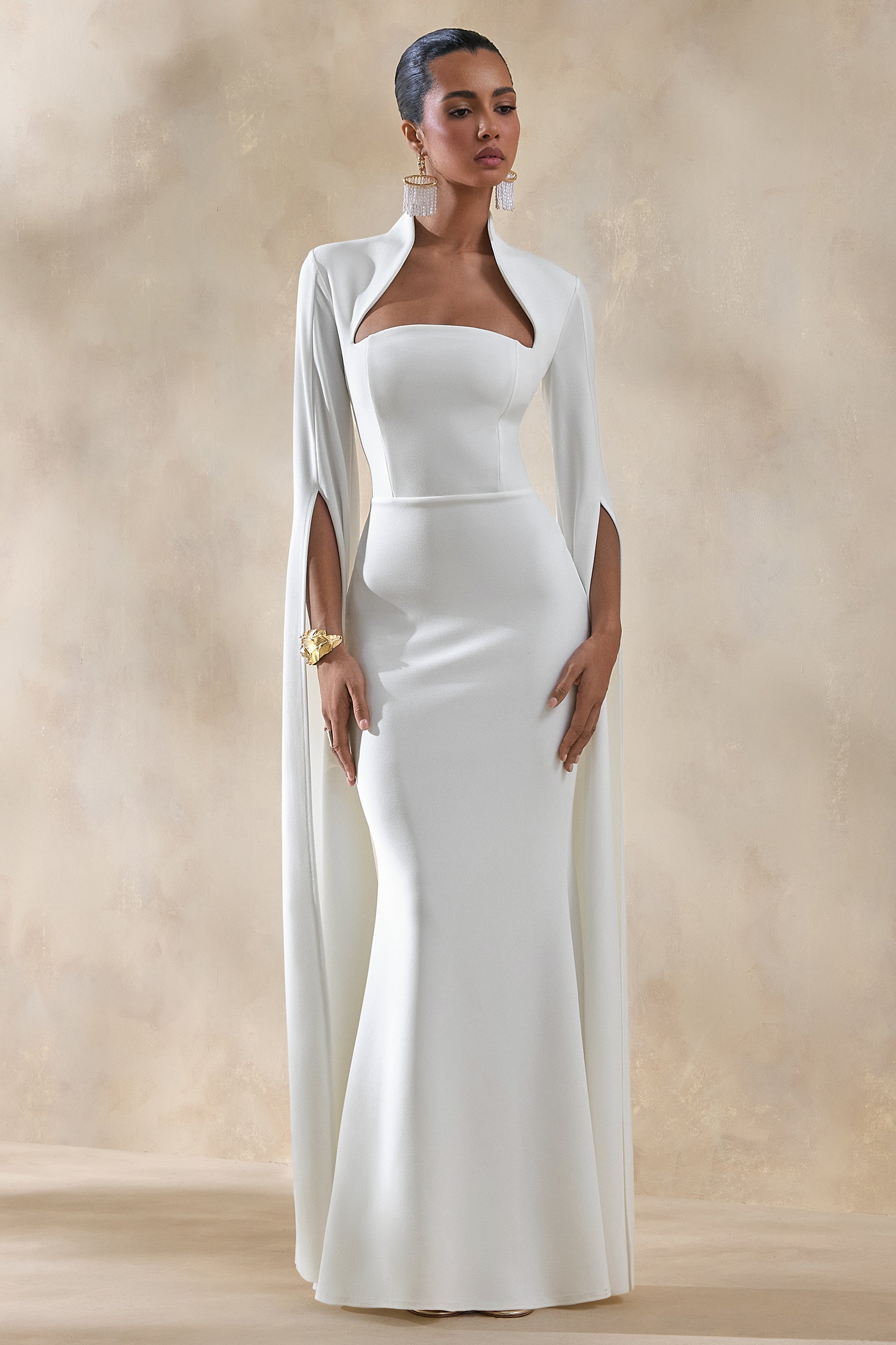 ECM_HR_CL138716110 - Esme | White Square-Neck Maxi Dress With Cape Sleeves 3.jpg