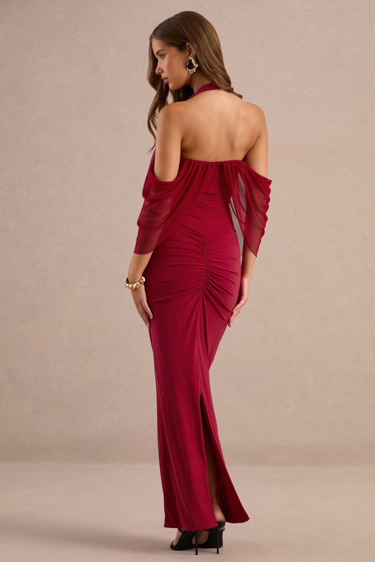 ECM_HR_CL138733100 - Cesaria Red Halter-Neck Maxi Dress With Ruched Detailing5.jpg