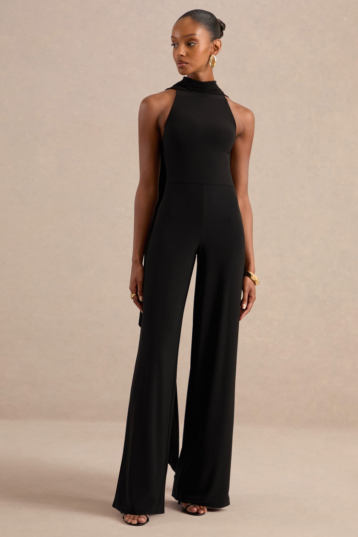 ECM_HR_CL138739001 - Cybelle Black Halter-Neck Jumpsuit With Cape Detail2.jpg