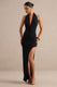 ECM_HR_CL138751001 -  Faylinn | Black High-Neck Midi Dress With Draped Detailing And Front Split 00.jpg