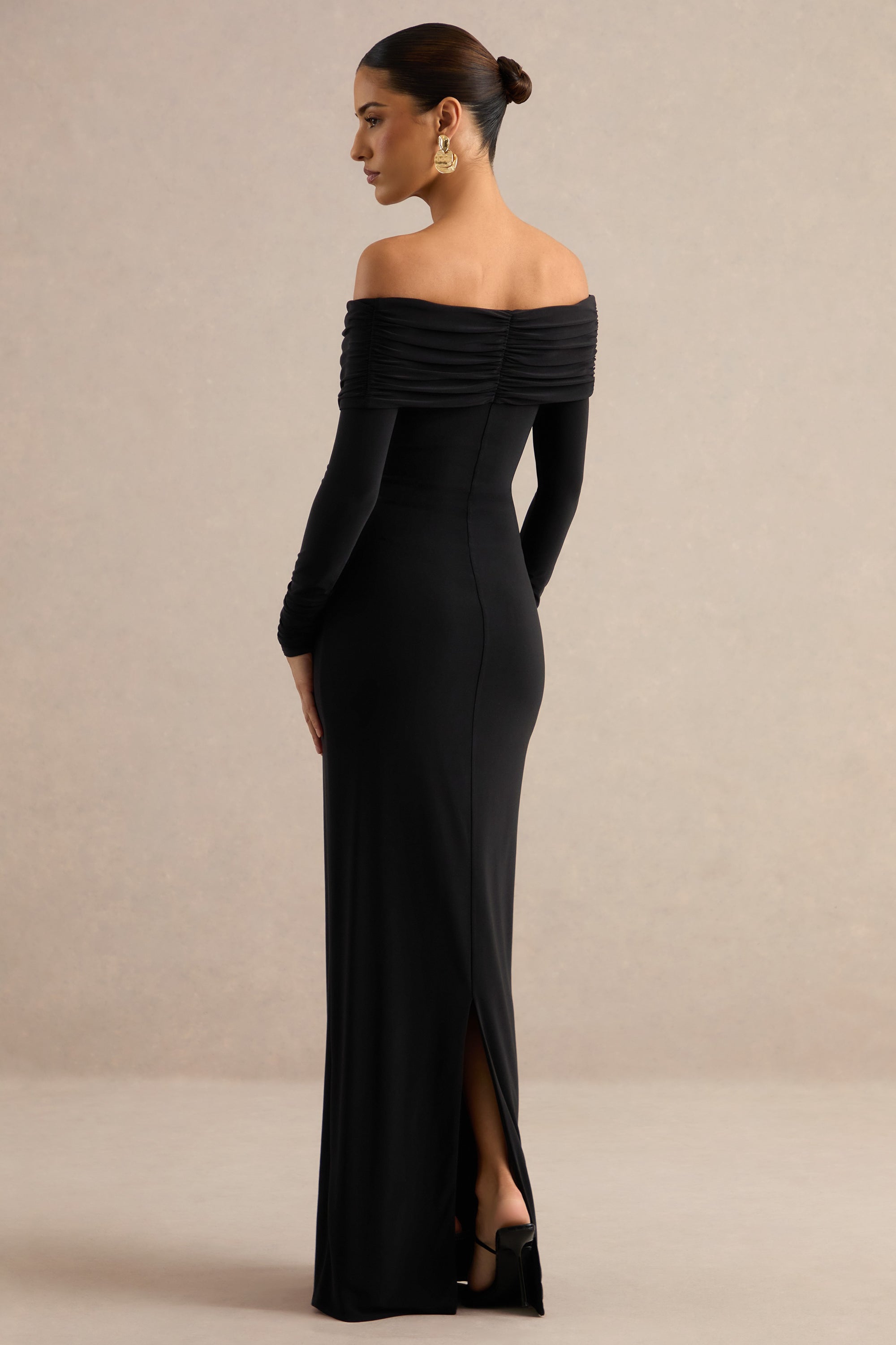 ECM_HR_CL138762001 - Kylara _ Black Wrapped Bardot-Neck Maxi Dress5.jpg