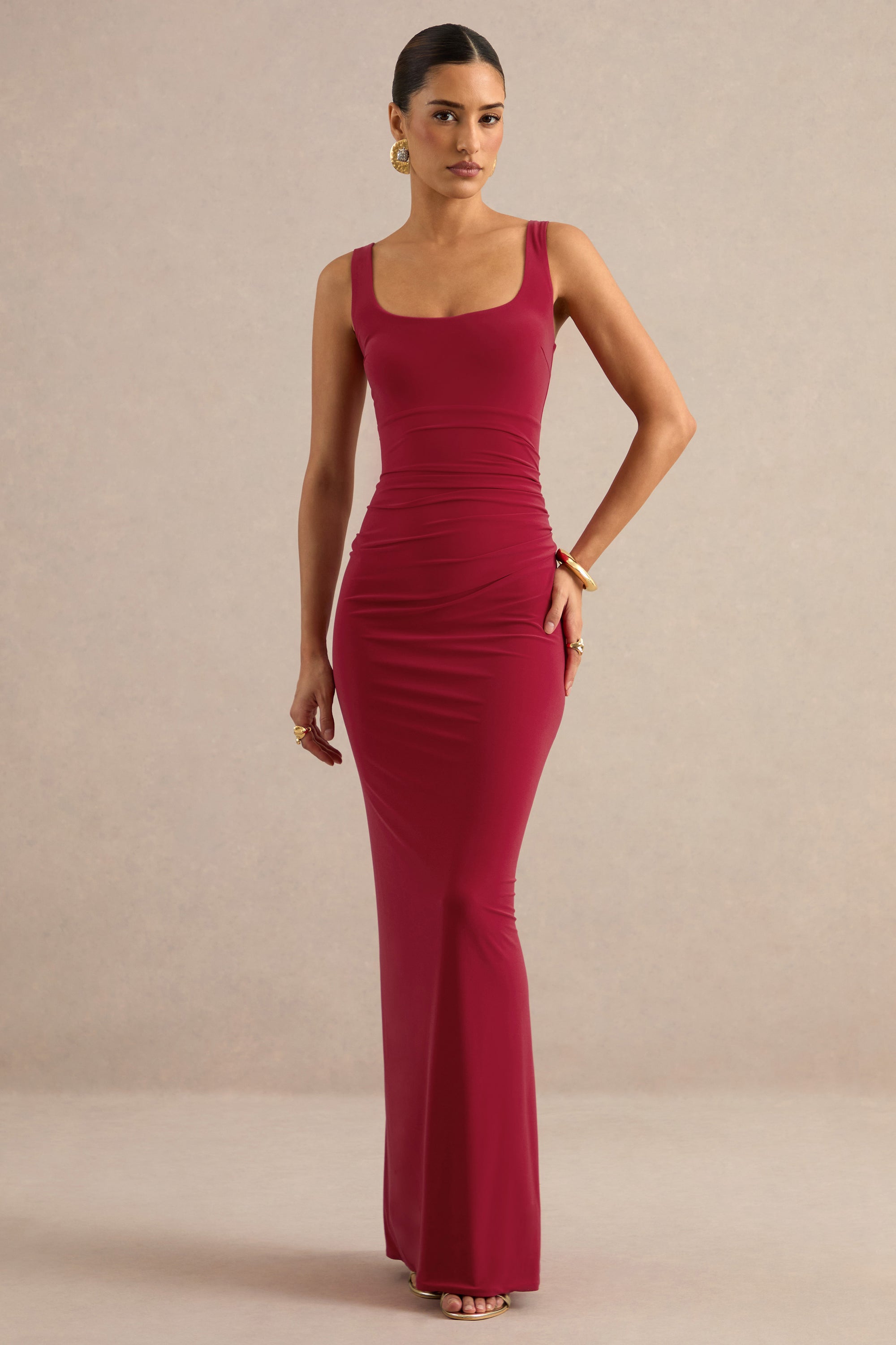 ECM_HR_CL138776100 - Elif _ Red Square-Neck Maxi Dress With Draped Detailing 0.jpg