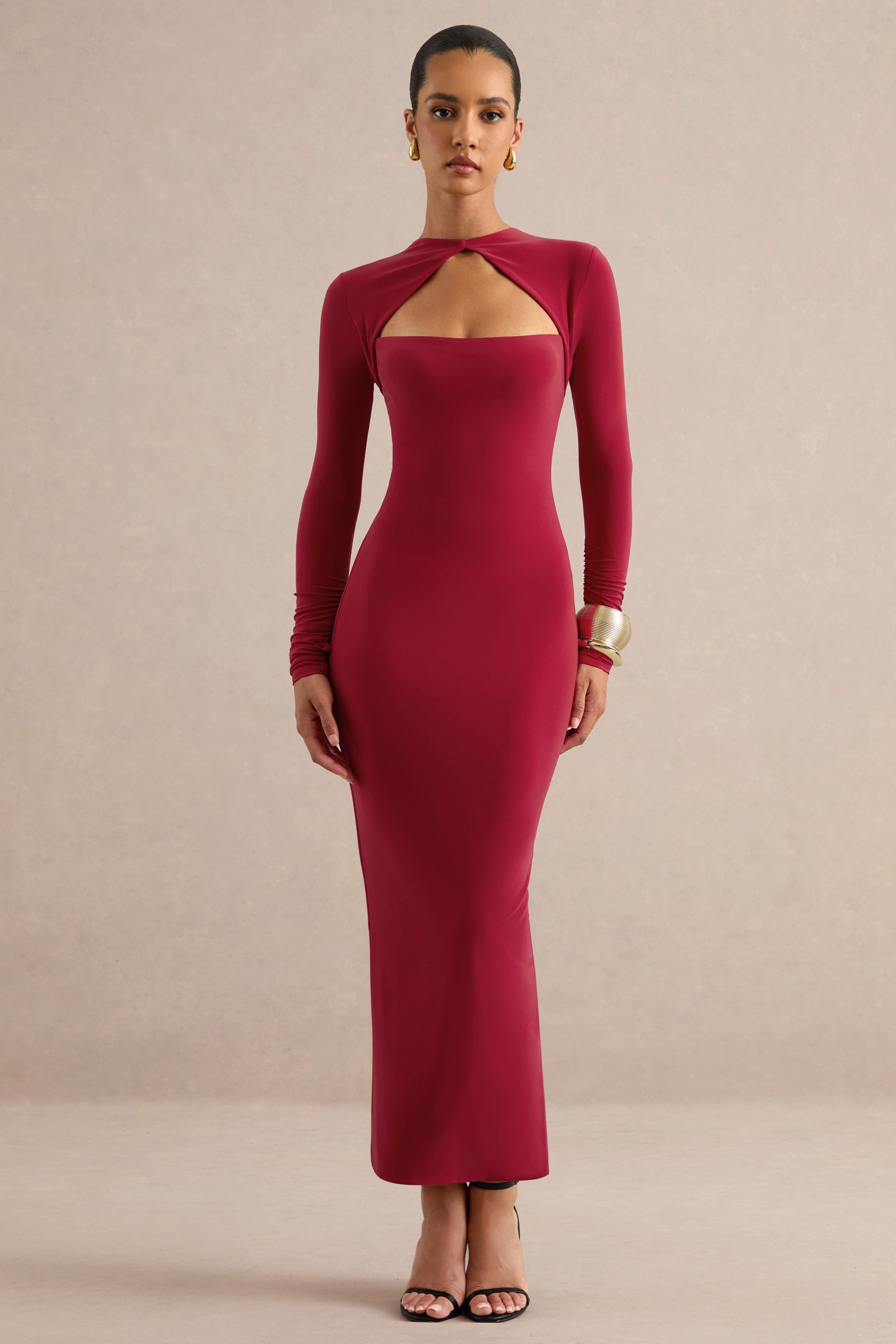 ECM_HR_CL138789100 -  Felicienne | Red Round-Neck Maxi Dress With Cut-Out 0.jpg