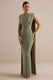 ECM_HR_CL138796031 - Hanina | Olive Round-Neck Maxi Dress With Draped Detailing And Cape Sleeves 0.jpg