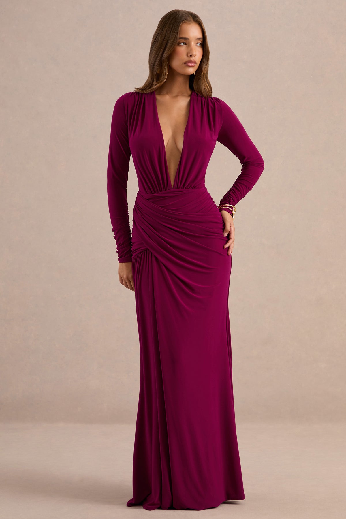 ECM_HR_CL138821102 - Tahlina Burgundy Plunge-Neck Maxi Dress0.jpg