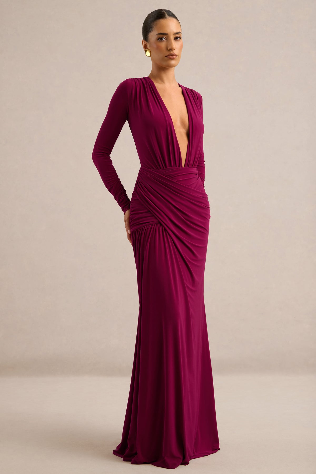ECM_HR_CL138821102 - Tahlina _ Burgundy Plunge-Neck Maxi Dress3.jpg