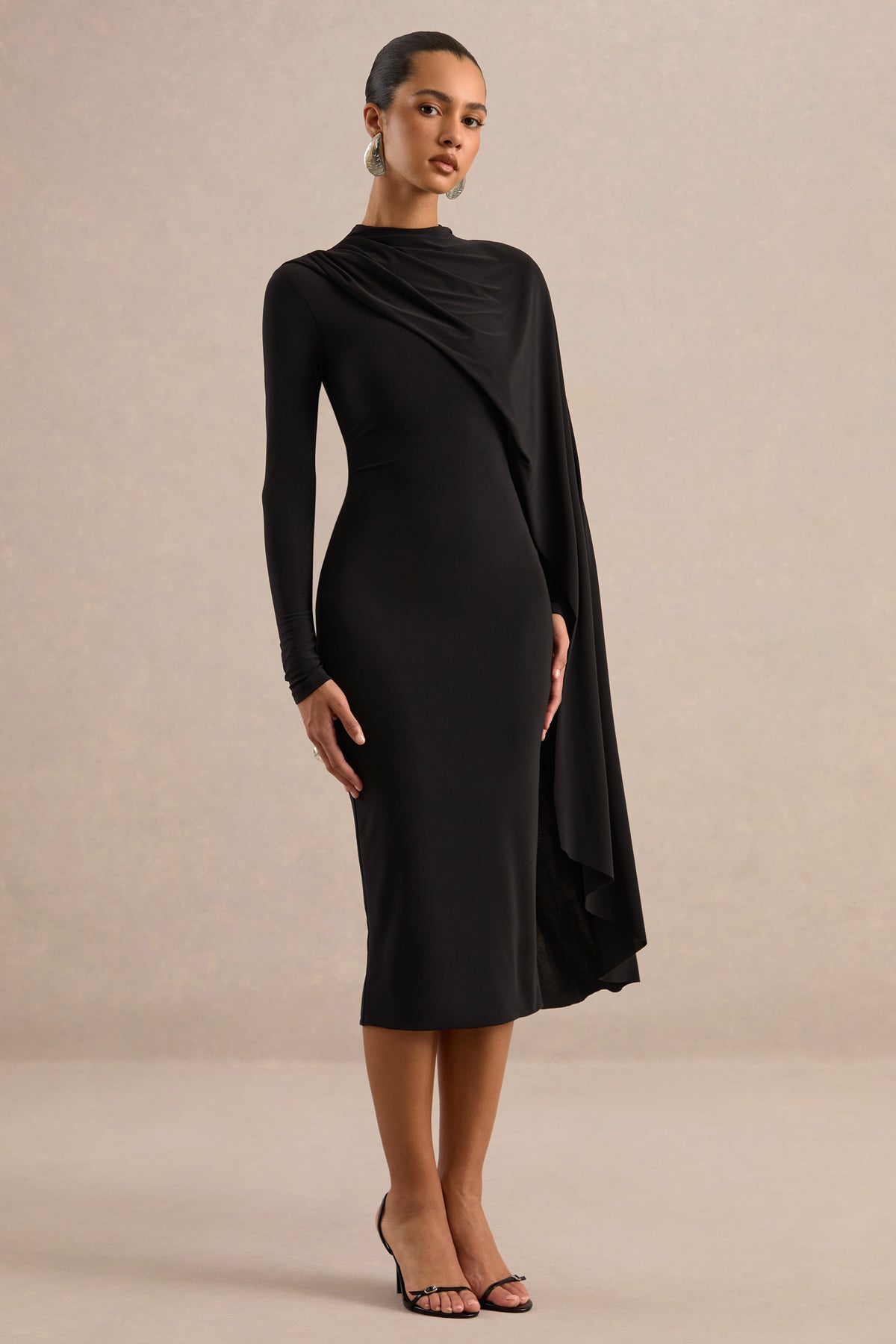 ECM_HR_CL138827001 - Verella Black Round-Neck Midi Dress With Cape Sleeve2.jpg