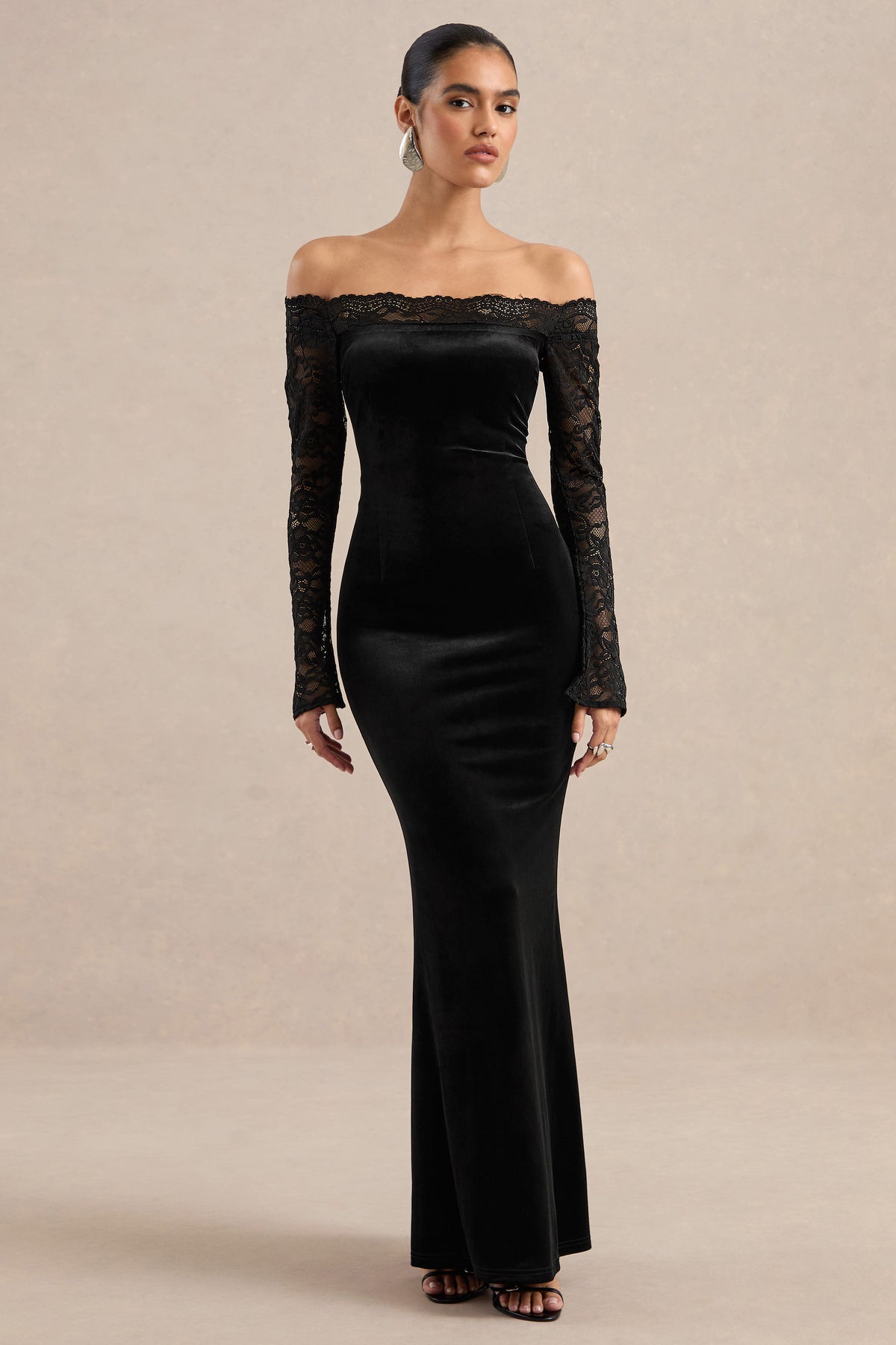 ECM_HR_CL138860001 - Laura _ Black Velvet Bardot Maxi Dress With Lace Long Sleeves0.jpg