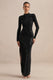 ECM_HR_CL138873001 - Georgiana _ Black Diamante High Neck Long Sleeve Maxi Dress With Gathered Detailing And Split0.jpg