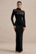 ECM_HR_CL138897001 - Rosa - Black Velvet High Neck Long Sleeve Maxi Dress With Sheer Detailing1.jpg