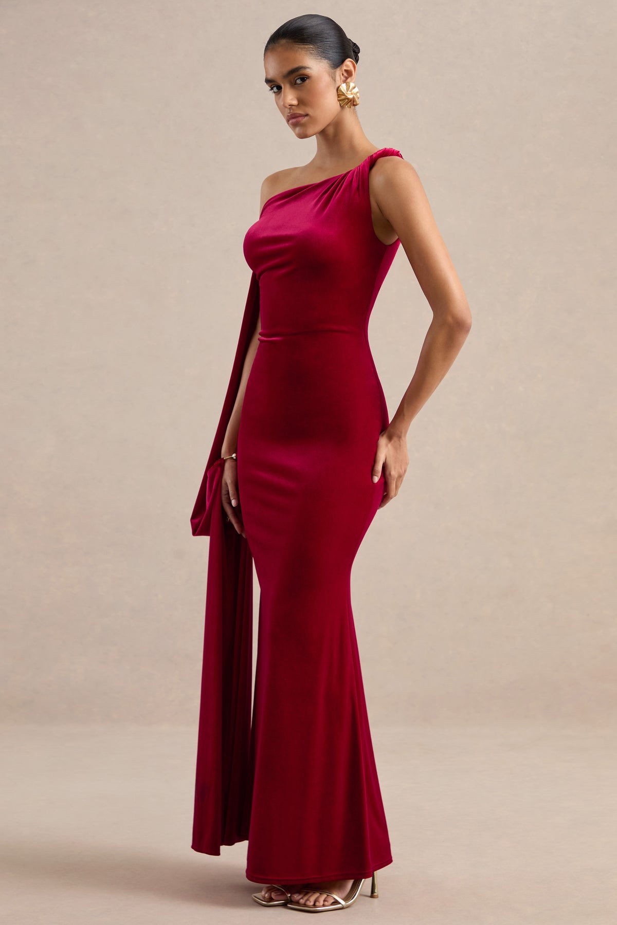 ECM_HR_CL138912100 - Blakely - Red Velvet Twist One Shoulder Maxi Dress With Sash And Cuff Trim2.jpg