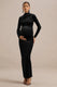 ECM_HR_CL139349001 - Kalana _ Black Velvet High Neck Long Sleeve Maternity Maxi Dess With Gathered Detailing And Back Split0.jpg