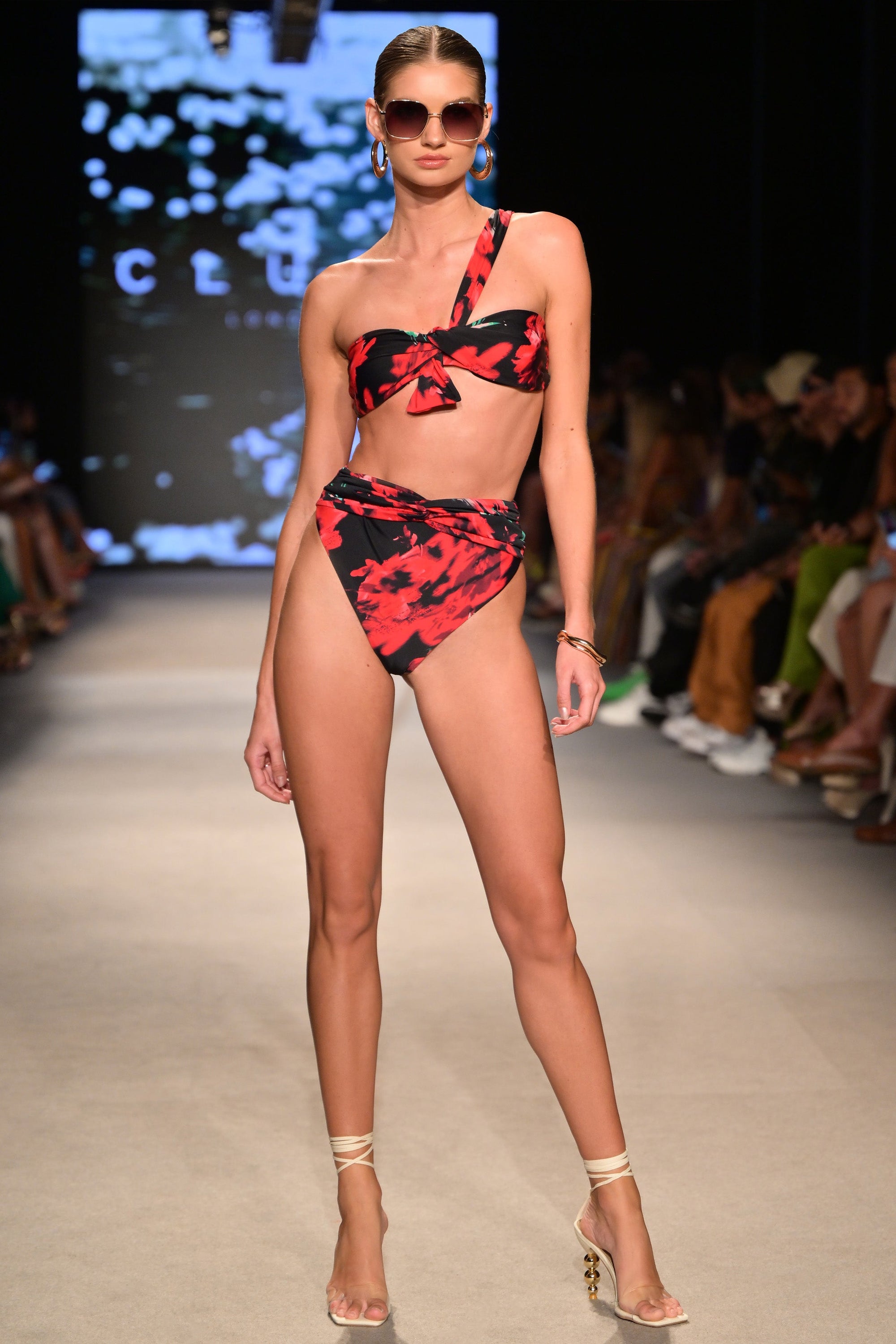 High Tide | Multi Print High Waisted Twist Front Bikini Bottoms - Club L London - AUS