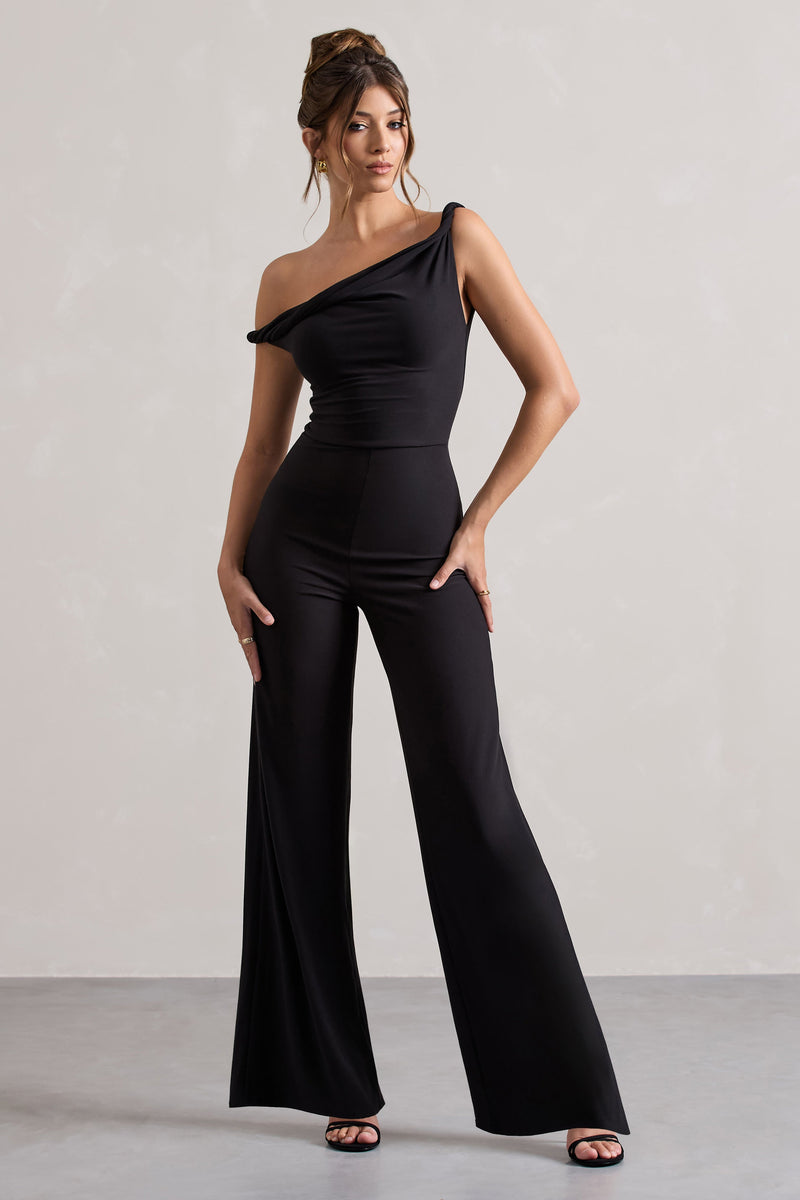 Hayes Black Twisted Asymmetric Wide-Leg Jumpsuit – Club L London - AUS