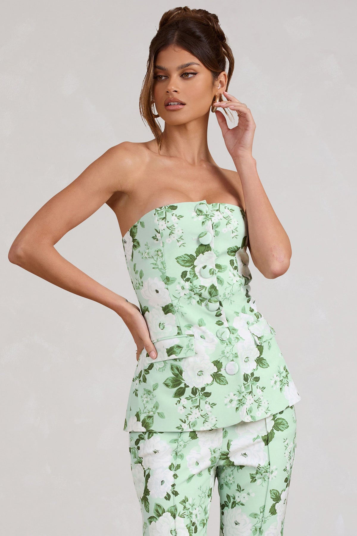 Green strapless top cheap