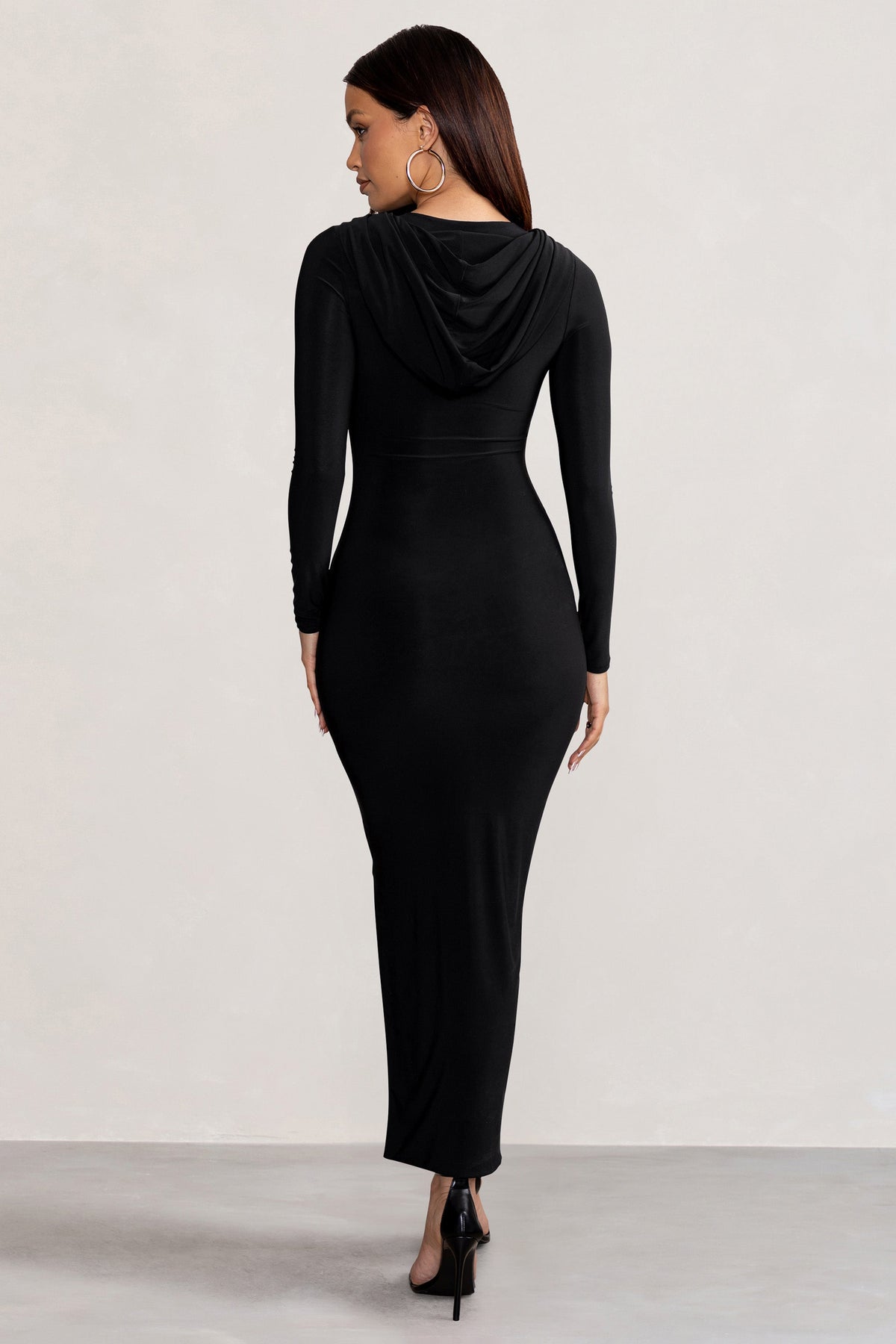 Black dress with outlet hood