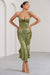 Per Favore | Olive Satin Ruched Split Maxi Skirt - Club L London - AUS