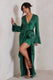 Patricia | Green Extreme Plunge Long Sleeve Maxi Dress With Tie Detail - Club L London - AUS