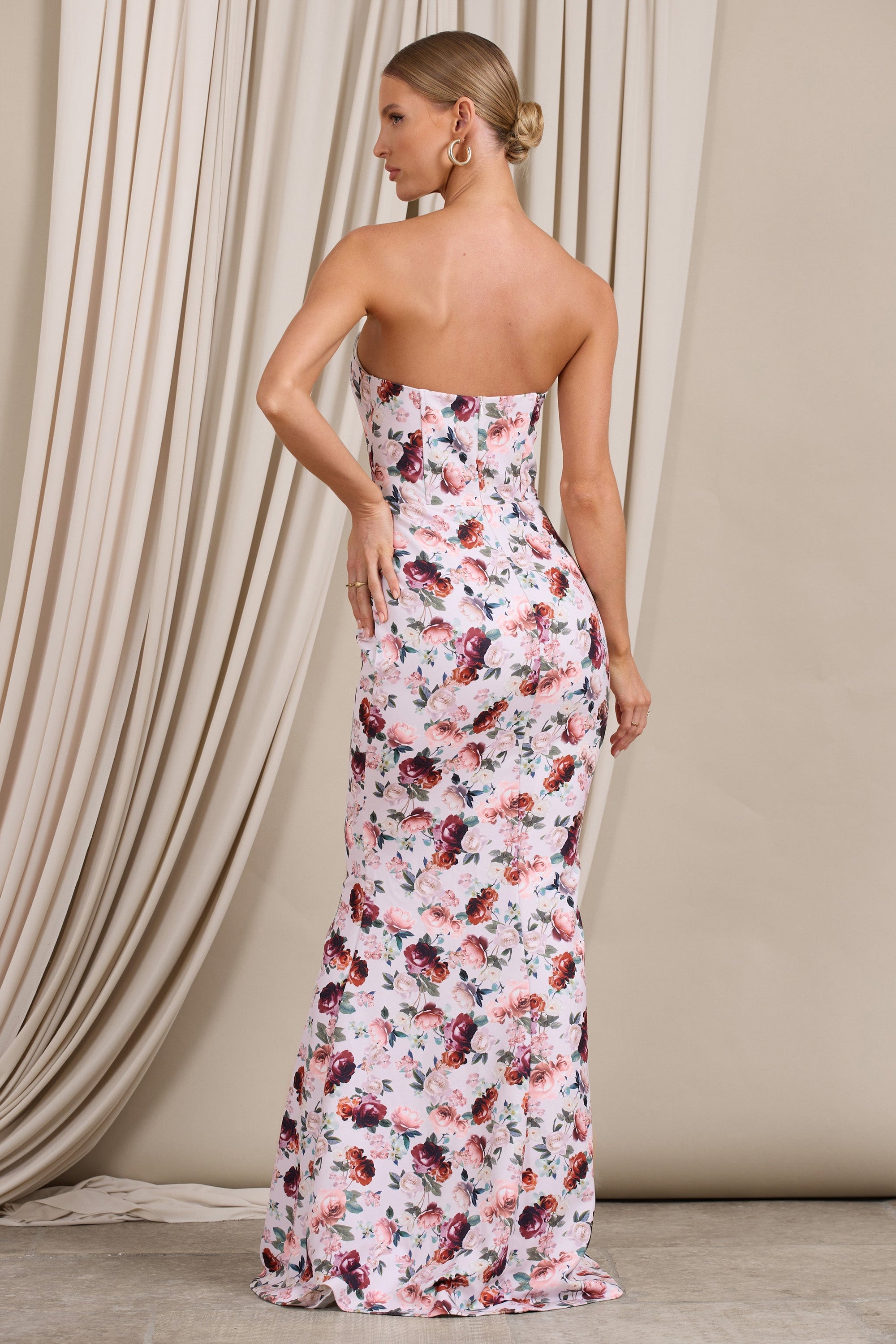 Blenheim | White Floral Corset Bodycon Maxi Dress - Club L London - AUS