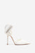 Flashing Lights | Ivory Satin Pointed Court Heels With Diamante Bows - Club L London - AUS