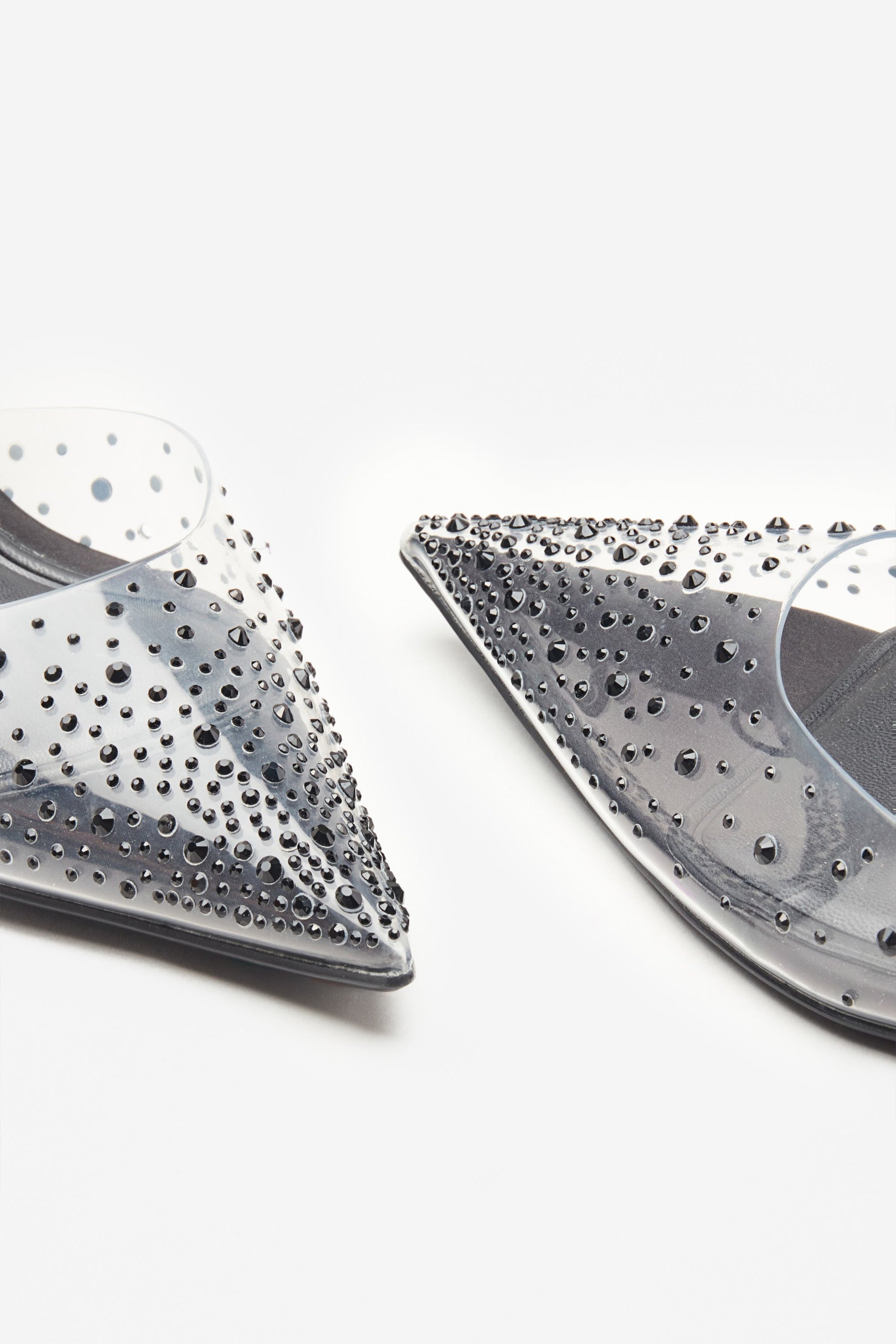 Covergirl | Black Diamante Sling Back Pointed Heels - Club L London - AUS