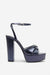 Bold Soul | Navy Strappy Heeled Platform Sandals With Diamante Buckles - Club L London - AUS