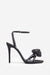 Sweet Step | Black Satin Strappy Heeled Sandals With Flowers - Club L London - AUS