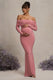 Pretty Perfect | Blush Pink Maternity Ruched Mesh Bardot Maxi Dress - Club L London - AUS