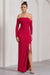 Stand Out | Red Bardot Ruched Maxi With Sleeves And Side Split - Club L London - AUS
