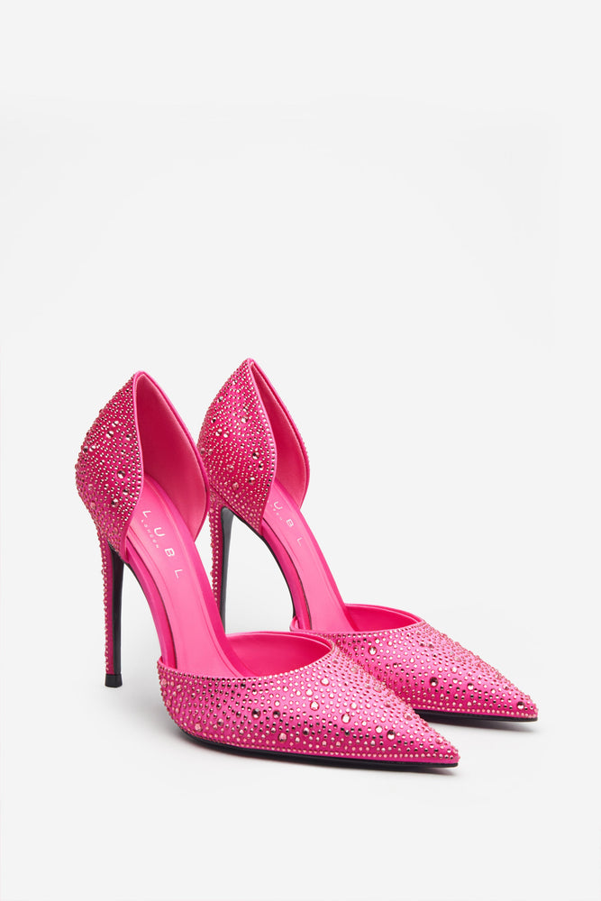 HOT Pink Colorful Stiletto Heels Catcher Pink Diamante Pointed