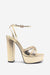 Bold Soul | Gold Reptile Strappy Heeled Platform Sandals - Club L London - AUS