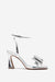Headlines | Silver Ankle Strap Heeled Sandals With Diamante Bows - Club L London - AUS