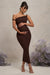 Salome | Chocolate Brown Twisted Asymmetric Maternity Midi Dress - Club L London - AUS