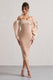 Couture Client | Champagne Halter-Neck Puff Sleeve Midi Dress - Club L London - AUS