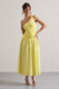 Sorbet | Lemon Poplin One Shoulder Pleated Maxi Dress
