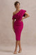 Adrina | Dark Pink Draped One Shoulder Midi Dress - Club L London - AUS