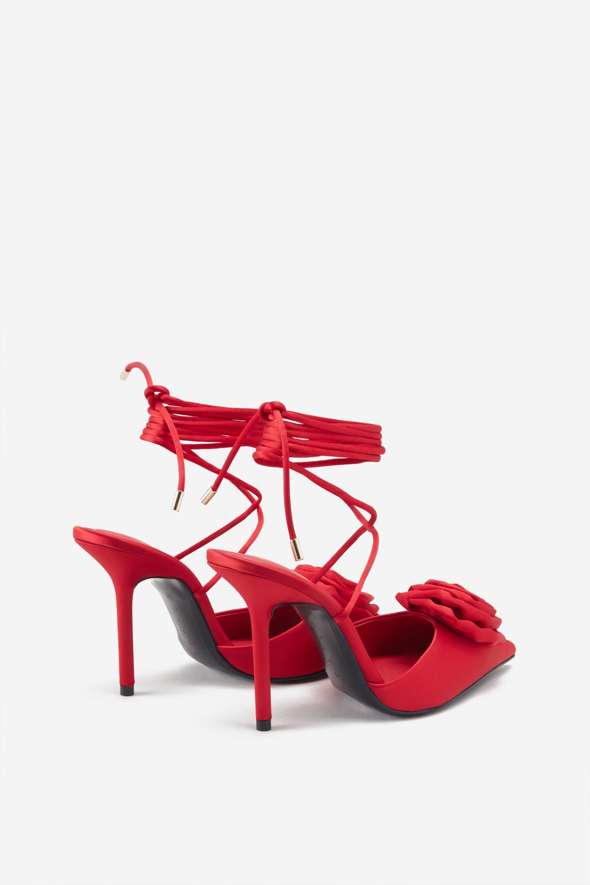 Red strappy 2024 lace up heels