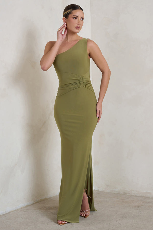 KIVARI Olive green on sale maxi dress size medium