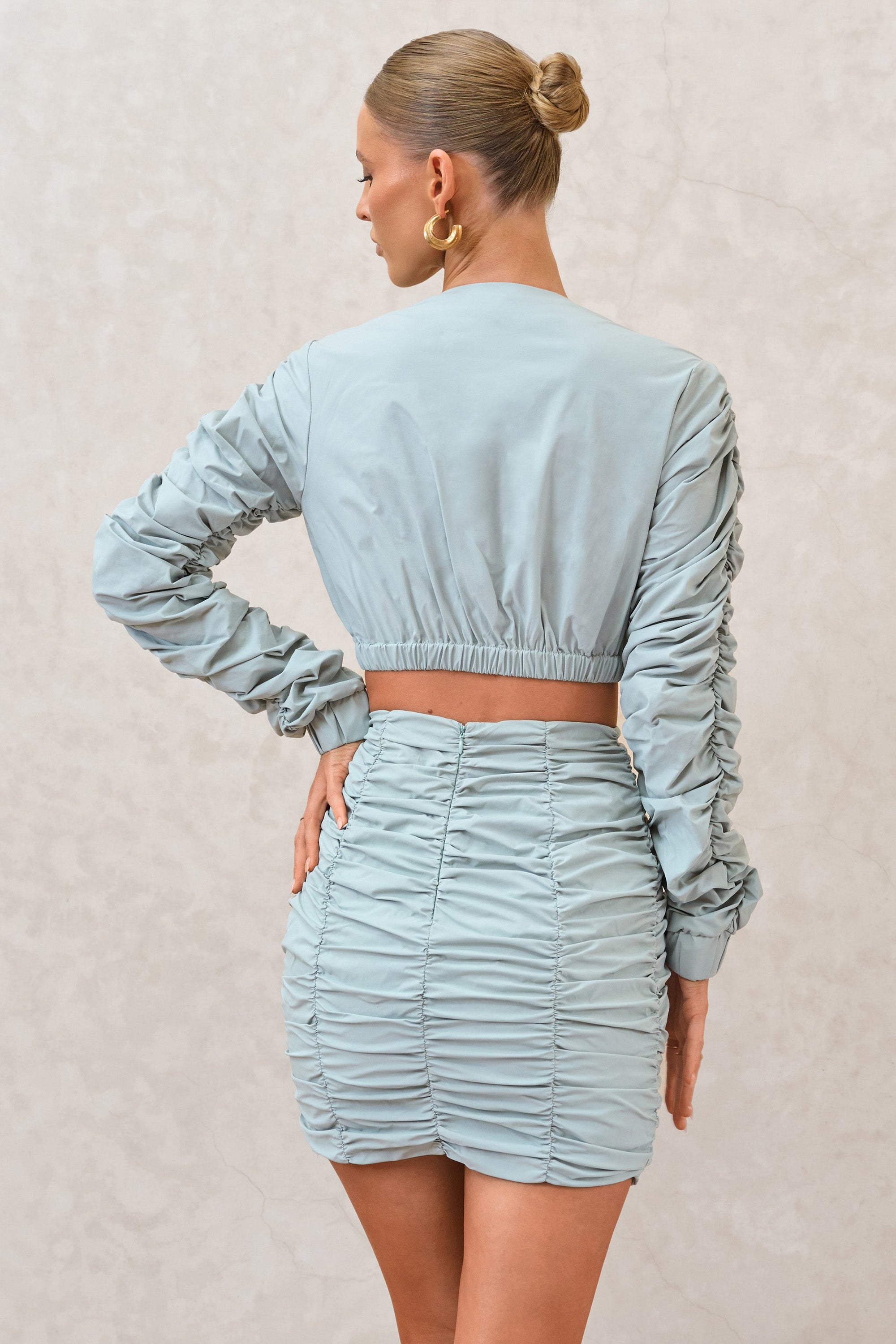 Break Of Day | Sage Ruched Mini Skirt - Club L London - AUS