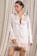 Step It Up | Ivory Satin Shirt Mini Dress With Feather Trim - Club L London - AUS