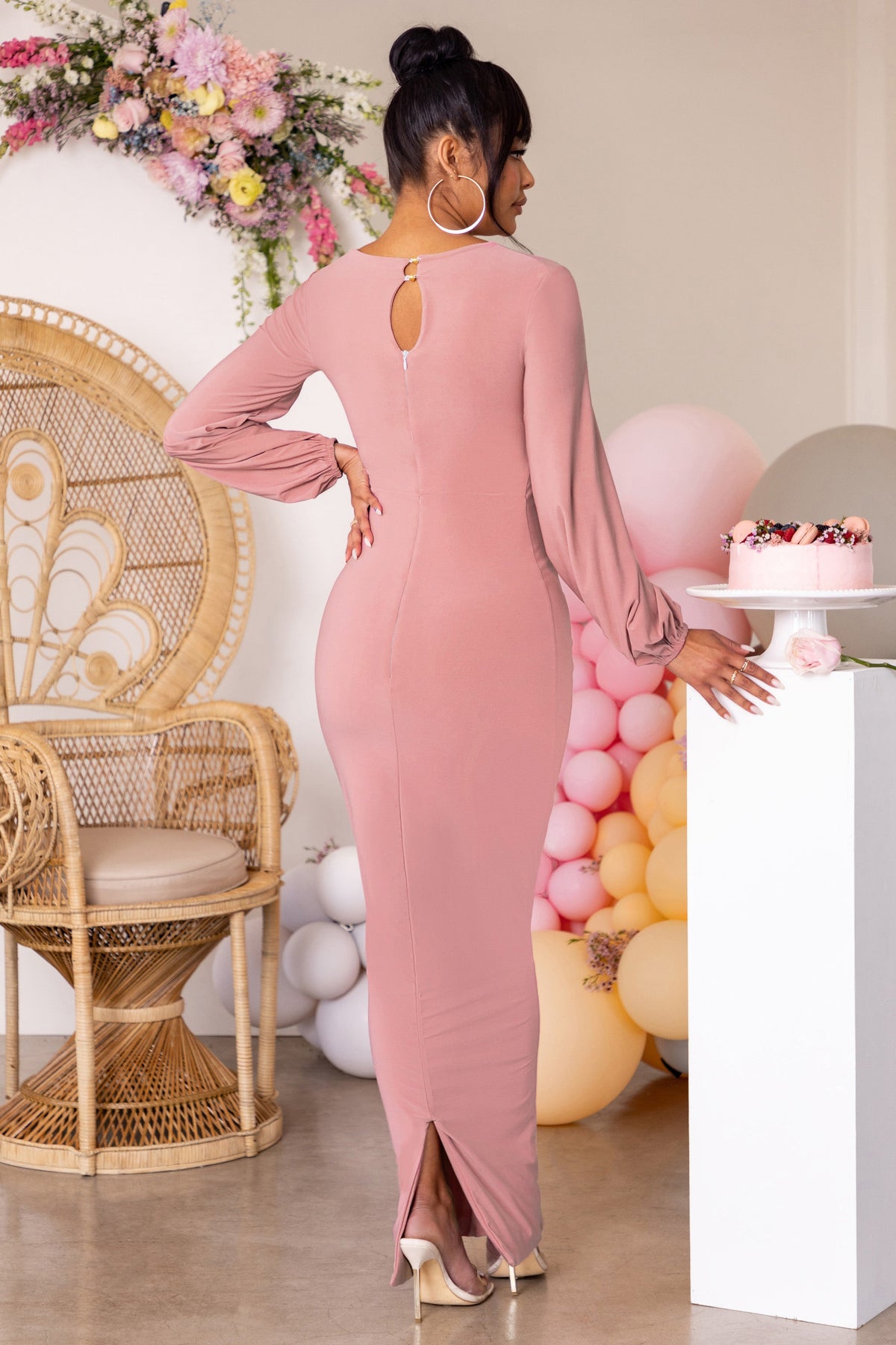 Pink maternity shop dress long sleeve