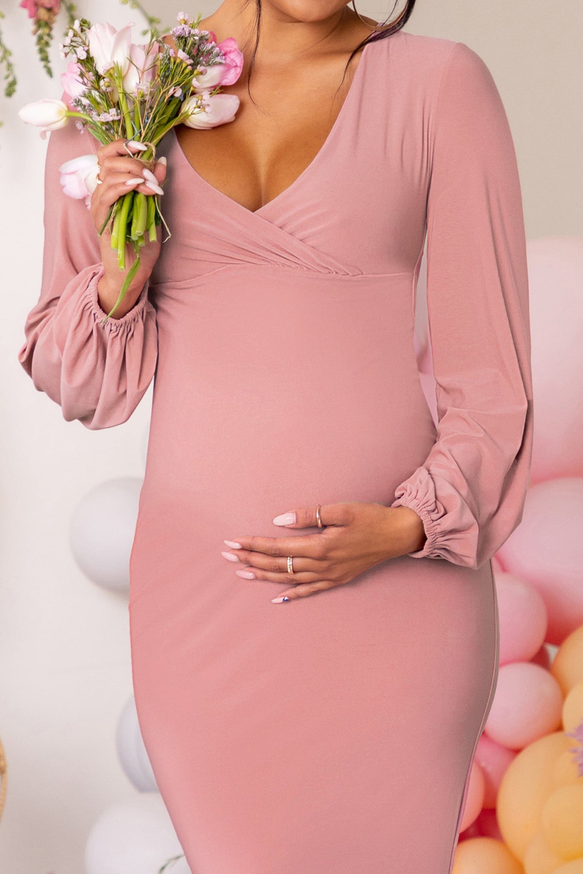 Pink maxi hotsell dress maternity