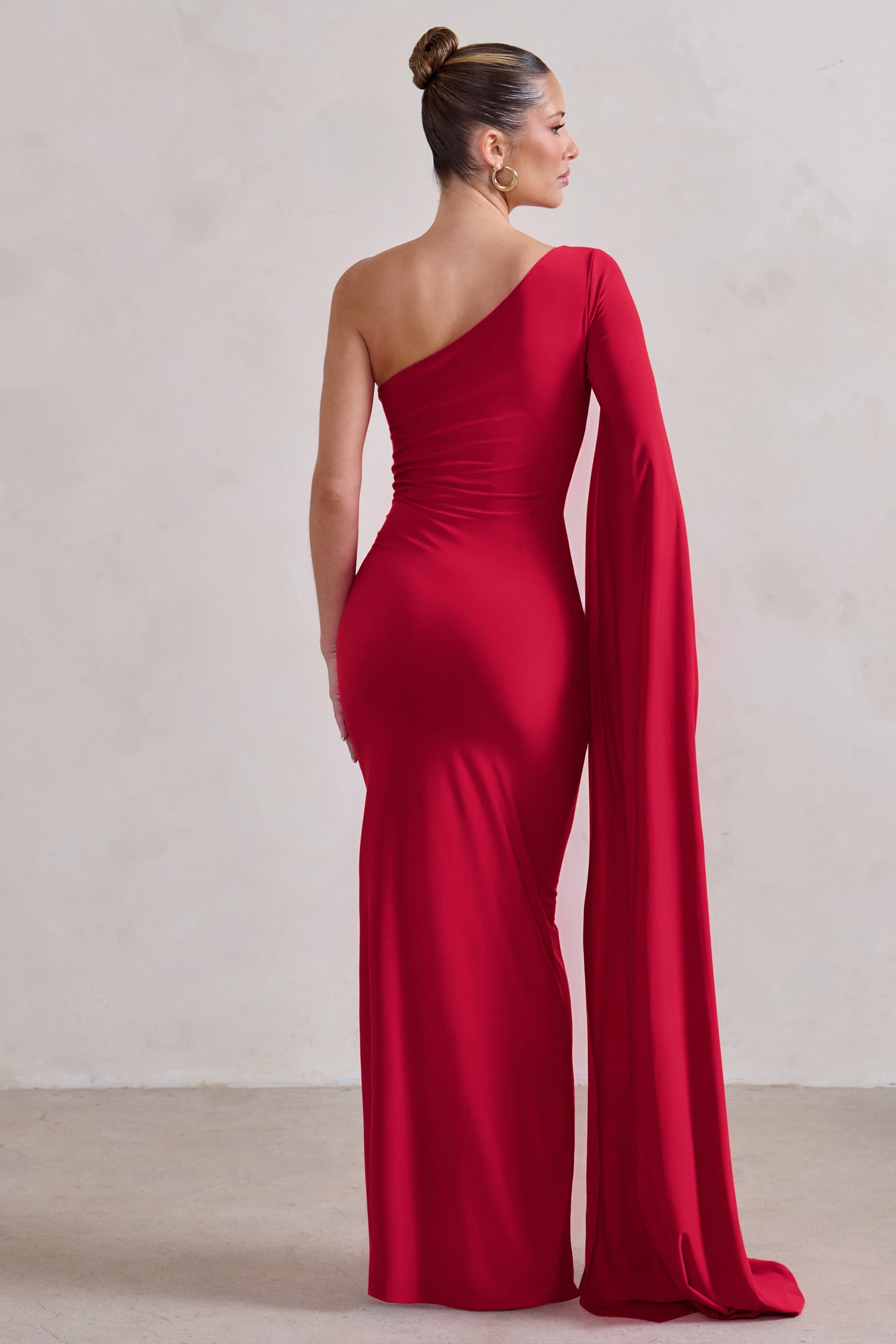 Romi | Red One Shoulder Twist Design Maxi Dress - Club L London - AUS