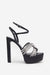 Doll Drama | Black Satin Diamante Strappy Platform Heels - Club L London - AUS