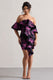 Aspen | Black Floral Print Bardot Mini Dress With Ruffles - Club L London - AUS
