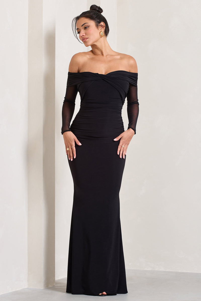 Alex Black Bardot Twist Maxi Dress – Club L London - AUS