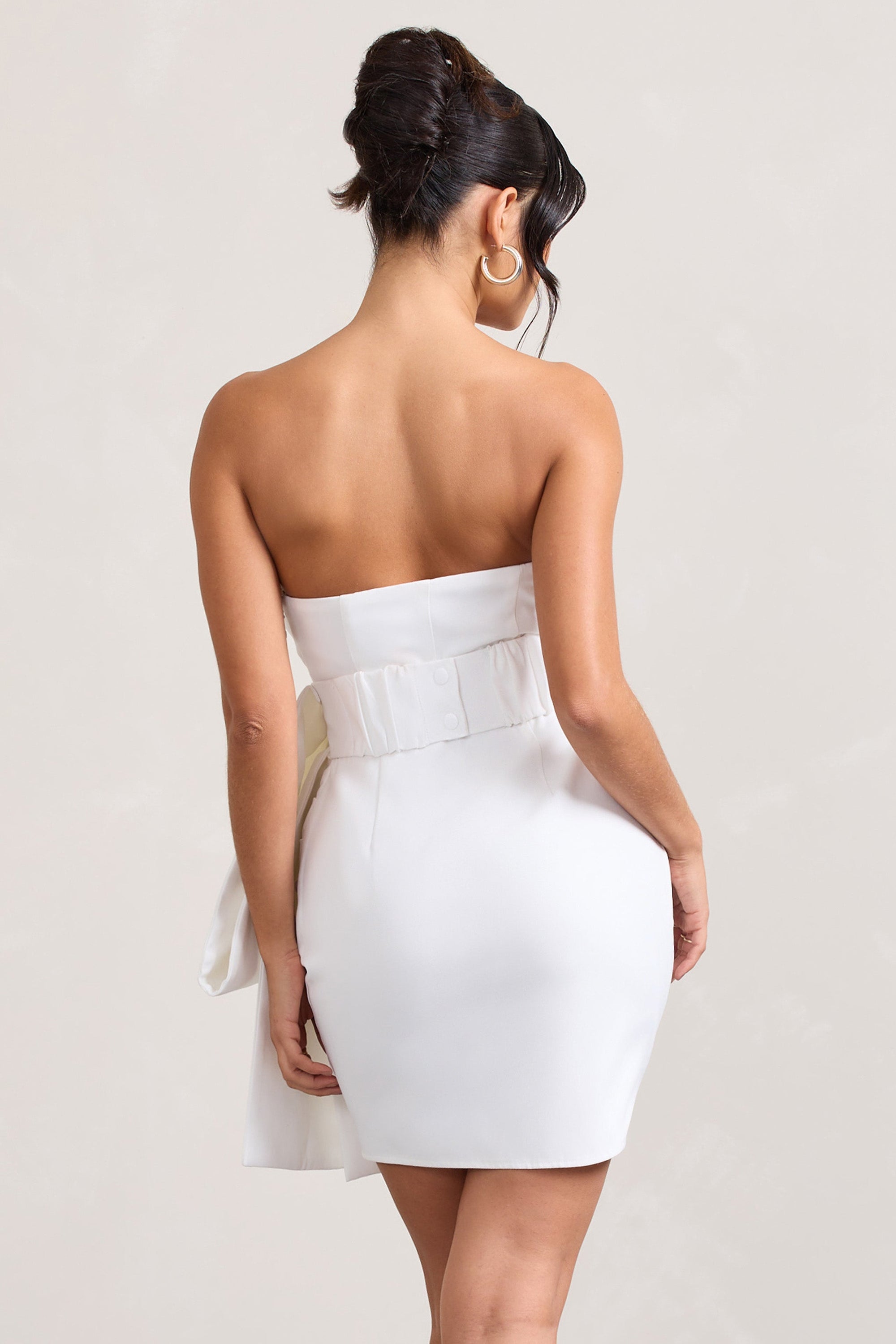 Winner | White Bandeau Mini Dress With Oversized Bow - Club L London - AUS